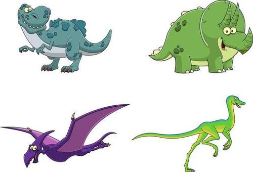 Dinosaur Cartoon Characters. Hand Drawn Collection Set vector
