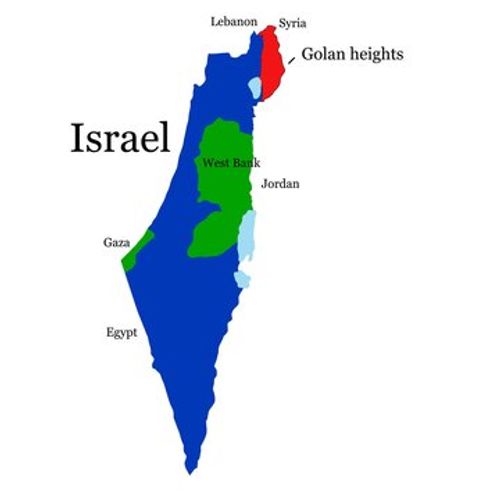 vector map of Israel and Golan Heights with neighboring countries