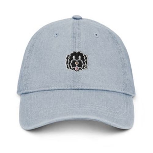 Black Goldendoodle Denim Hat, Black Doodle Baseball Cap, Black Labradoodle Hat, Black Doodle Mom Gift, Black Doodles, Black Labradoodles Light Blue