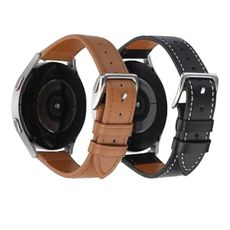 ELUTENG 2 Pack Leather Bands Compatible with Samsung Galaxy Watch 7 6 5 4 40mm 44mm/Watch 6 4 Classic Band 42mm 46mm 43mm 47mm, 20mm Soft Adjustable Slim Leather Band for Samsung watch bands women