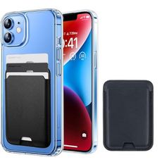 YrissAriiy Compatible with iPhone 12/iPhone 12 Pro Case with Card Slot, Magnetic Card Holder 2-in-1, Compatible with Magsafe Removable Credit Card Clear Protective Cover