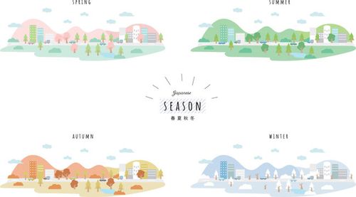 季節　街並み　四季　春夏秋冬