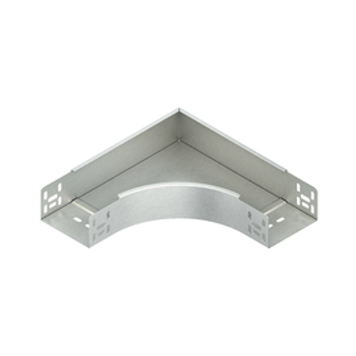 Elbow 90 with unperforated side profiles, but with connector perforations, with integrated splice plates