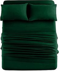 DAN RIVER Full Jersey Sheet Set 100% Cotton T-Shirt Soft Bed Sheets Deep Pocket, Breathable, All-Season Bedding 4-Piece Set Hunter Green
