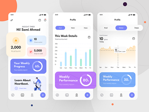 Health Tracker App UI Kit app design app page app screen app uikit free ui resource mobile app mobile app design ui resource uihut uiux design