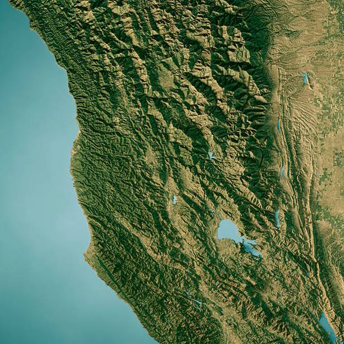 mendocino lake county satellite topographic map 3d render true color - northern california map stock pictures, royalty-free photos & images