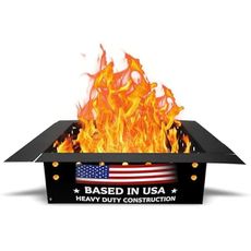 FEBTECH - Square Fire Pit Insert Ring - Carbon Steel 32" OD & 24" ID Smokeless Fire Pit Insert with Air Vents - DIY In-Ground or Above Ground FirePit for Patio, Outdoor Garden and Backyard