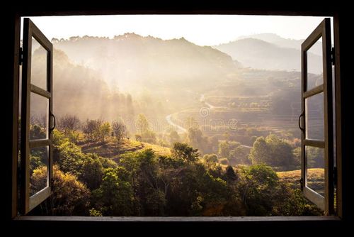 Landscape nature view background. view from window at a wonderful landscape nature view with rice terraces and space for your text in Chiangmai, Thailand , Indochina. Nature stock images, royalty-free photos and pictures