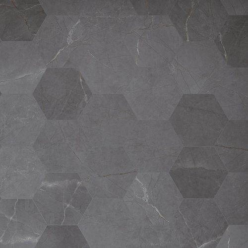Elegance Dark Gray Hexagon 7.7 in. x 8.9 in. Matte Porcelain Marble look Floor and Wall Tile (9.05 sq. ft./Case)