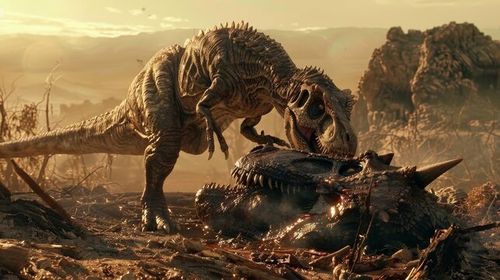 two dinosaurs fighting