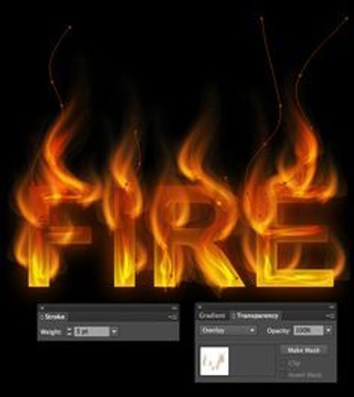 the fire text effect in photoshopped