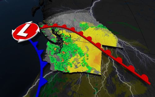 Weather system approaching British Columbia on March 26, 2025