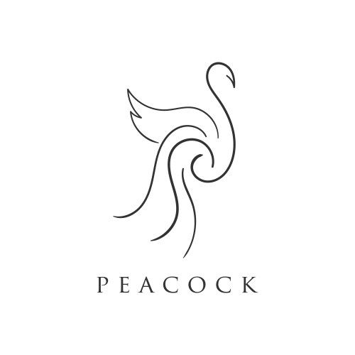 Peacock Logo Element - Minimalist Icon Vector Image