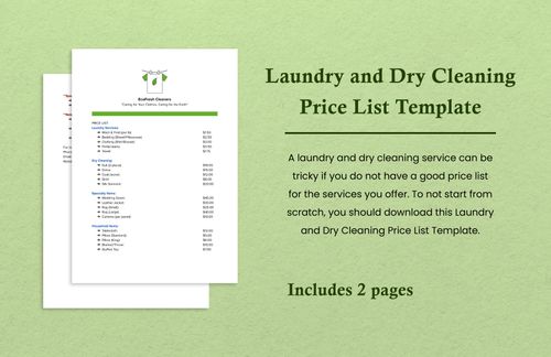 Laundry and Dry Cleaning Price List Template in Word, PDF, Google Docs - Download | Template.net