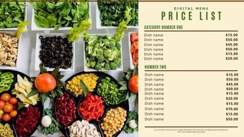 Menu digital price list for restaurants and bar to put it online