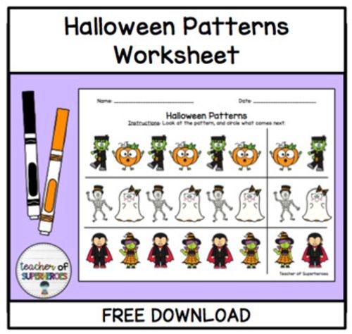 Preview of FREE Halloween Patterns Worksheet