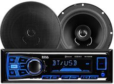 BOSS Audio Systems 638BCK Car Stereo Package – Single Din, Bluetooth, No CD DVD Player, AM/FM Radio Receiver, USB, 6.5 Inch 2 Way Full Range Speakers