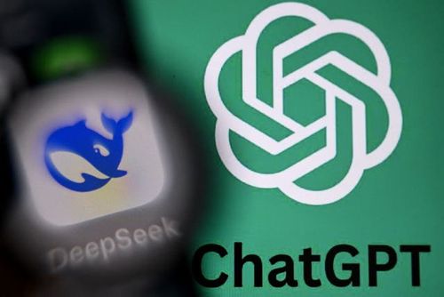 ChatGPT logo on a screen next to Deepseek AI application