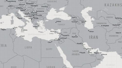 Syria on the world map. 4K animation.