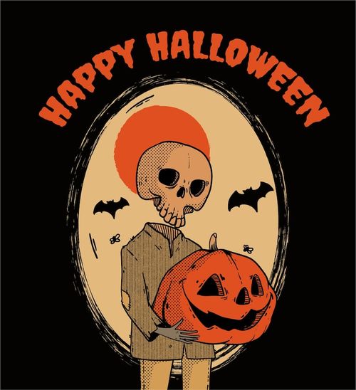 Free Vector hand drawn vintage halloween illustration