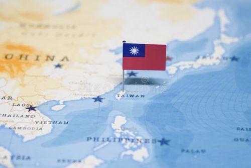 The Flag of taiwan in the world map. Taiwan map stock images, royalty-free photos and pictures