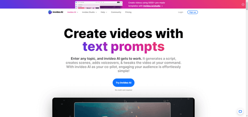 Invideo AI：AI生成长视频工具|专业视频制作编辑平台
