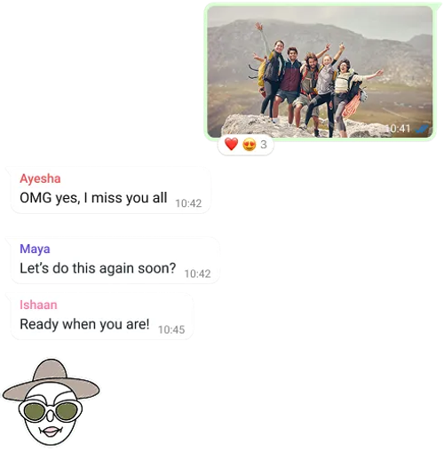 screenshot of whatsapp feature group conversation including photo and message exchange