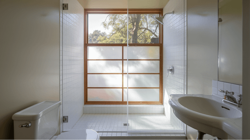 window feature small bathroom walk in shower idea