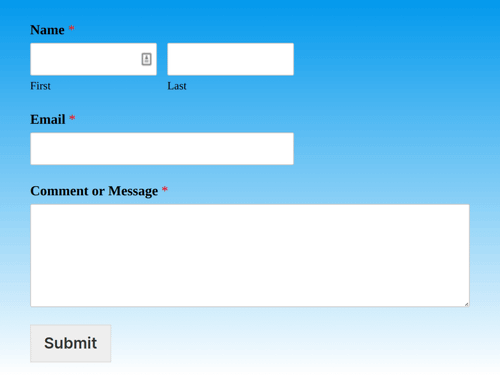 An example form with a color gradient as the background image