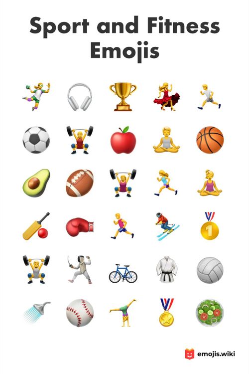 the cover of sport and fitness emojis, with various sports related items on it