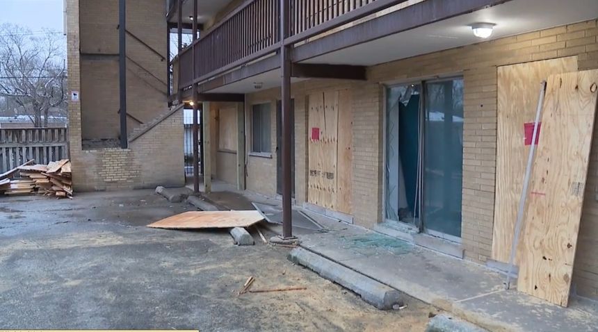 Residents living at the development claimed there were at least five families still inside the apartments.