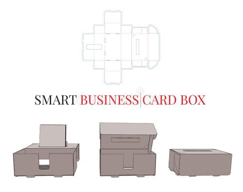 Business Card Box Template, Vector with die cut / laser cut layers. Smart Business Card. Clear, blank, isolated on white background.