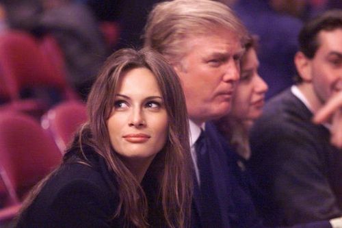Donald Trump attends the New York Knicks game with girlfriend Melania Knauss on March 12, 1999.