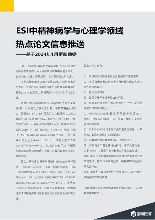 ESI快报-精神病学与心理学领域热点论文-2024年第1期（总第75期）-图片-1.jpg