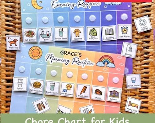 Morning, Afternoon & Evening Routine Chart, Planning Toddler Bedtime Routine, Daily Visual Schedule, Chore Chart Montessori Kids Flip Chart