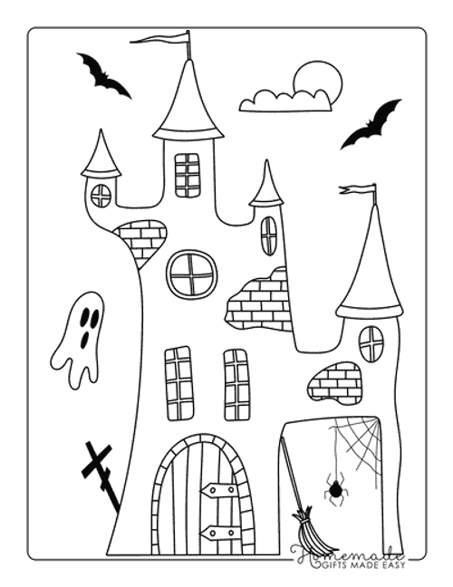 Haunted House Coloring Pages Easy Cute Haunted Castle Drawing