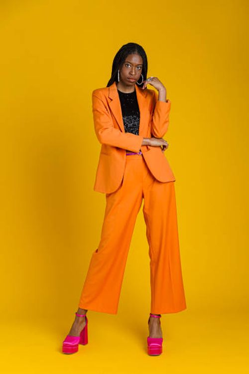 fashionable woman wearing smart casual outfit - woman suit model stock pictures, royalty-free photos & images