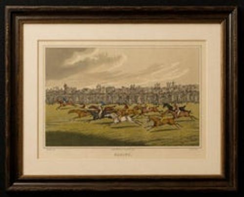 Antique English Horse Racing Print by Henry Alken, “Racing”, circa 1822