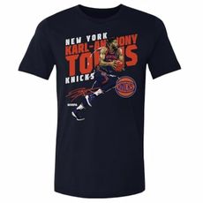 500 LEVEL Karl-Anthony Towns New York Knicks Shirt - Karl-Anthony Towns New York Knicks Slant WHT (True Navy, Large)