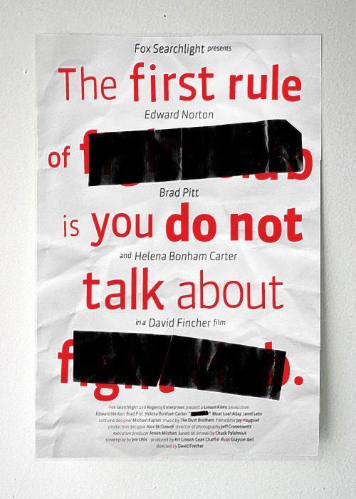 a piece of paper with the words, the first rules of life is you do not talk about