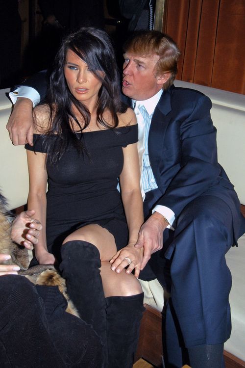 The wouldbe president Trump and his model girlfriend Melania at a party January 2004