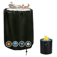 Rilime Fire Pit Cover Propane Fire bowl Column for BALI OUTDOORS 23 Inch Cylinder Firepit,24" D X 27" H Waterproof Outdoor Propane Fire Pit Cover for Tabletop Fire Pit Stones