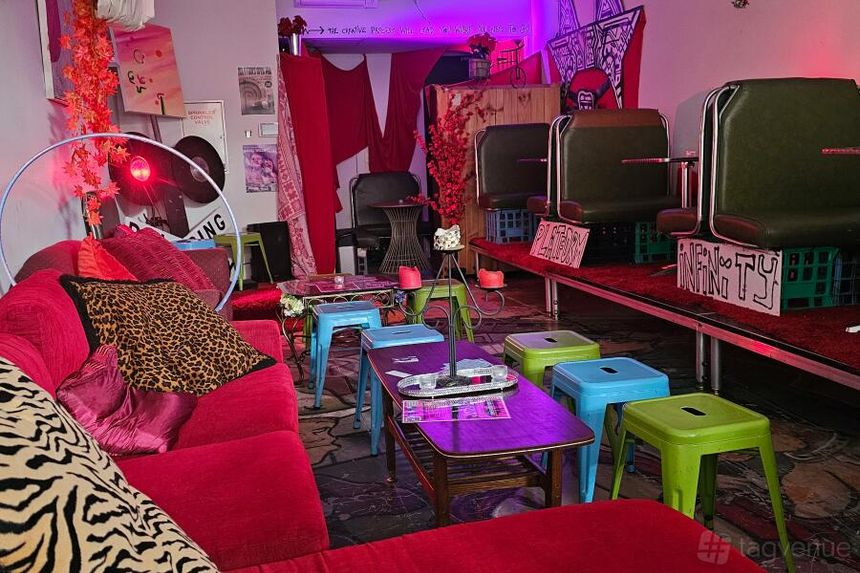 Platform Infinity — performance stage and seated event space at Trainscendence