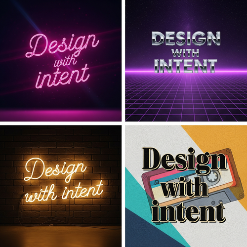Neon and chrome-designed word art AI-generated