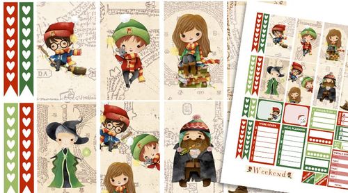 FREE Printable weekly kit Christmas Harry Potter Planner Stickers #harrypotter #planner #plannerstickers #happyplanner #lovelyplanner