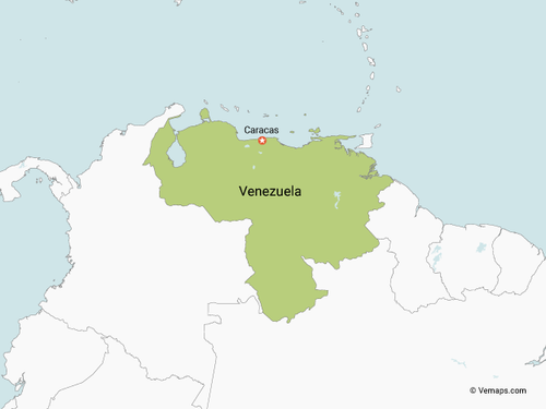 Map of Venezuela with Neighbouring Countries