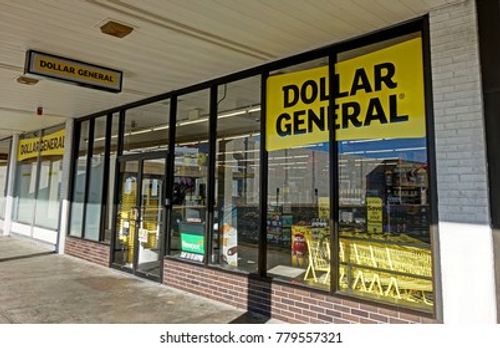 HDR image, Dollar General discount retailer store entrance - Revere, Massachusetts USA - November 23, 2017 Editorial Stock Photo