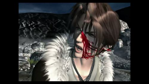 Squall, injured during the opening sequence, is already wearing his black-and-white outfit.