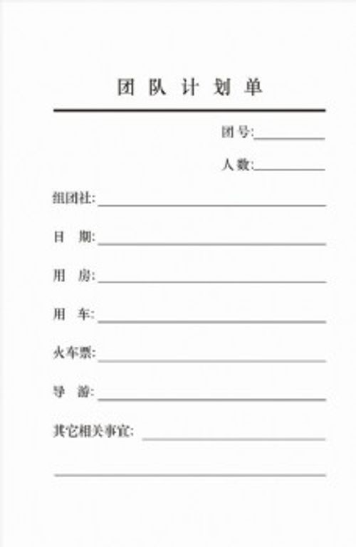 旅行团旅行社团队计划单