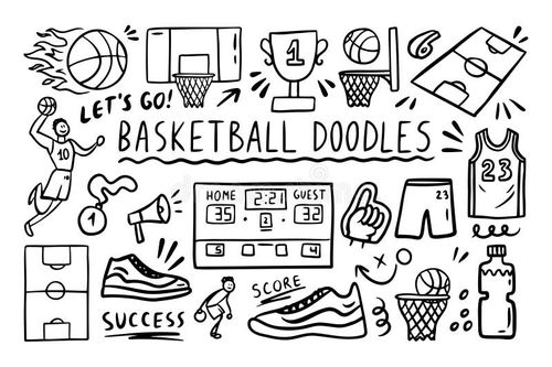 Basketball doodle elements set. basket sport ball, winner cup. Hand drawn sketch style. Vector illustration. Basketball doodle vectors